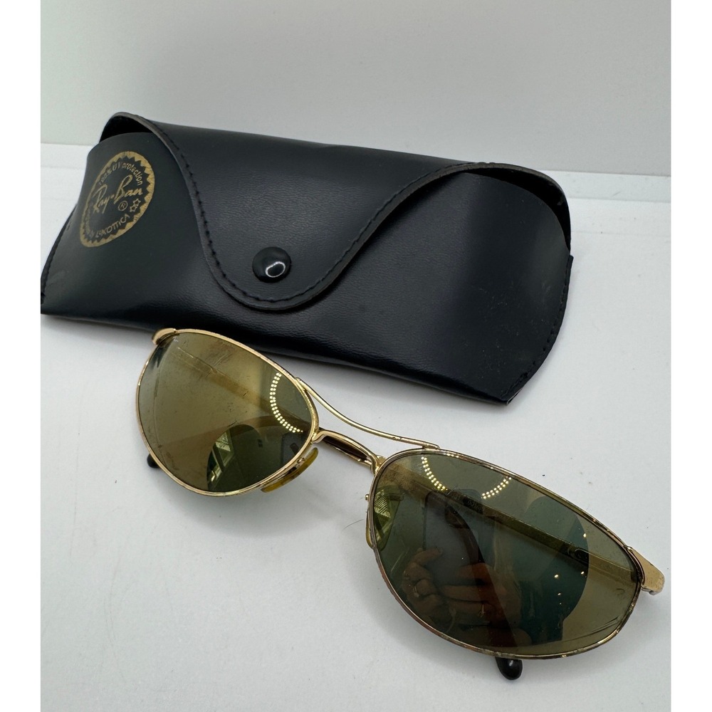Vintage Ray-Ban Signet Sunglasses 3131 001/39 Gold Metal Oval Aviator Italy Case